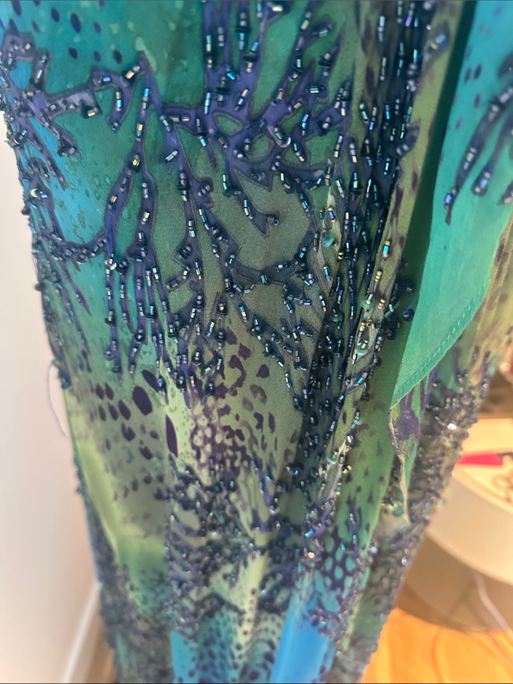 Blue-Green Beaded Maxi Dress - Picture 11 of 13